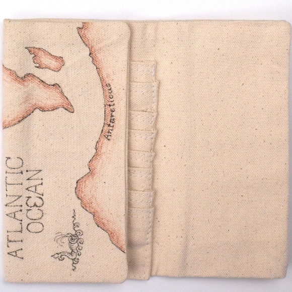 Trifold wallet hand drawn wold map men's for him - Picture 3 of 6